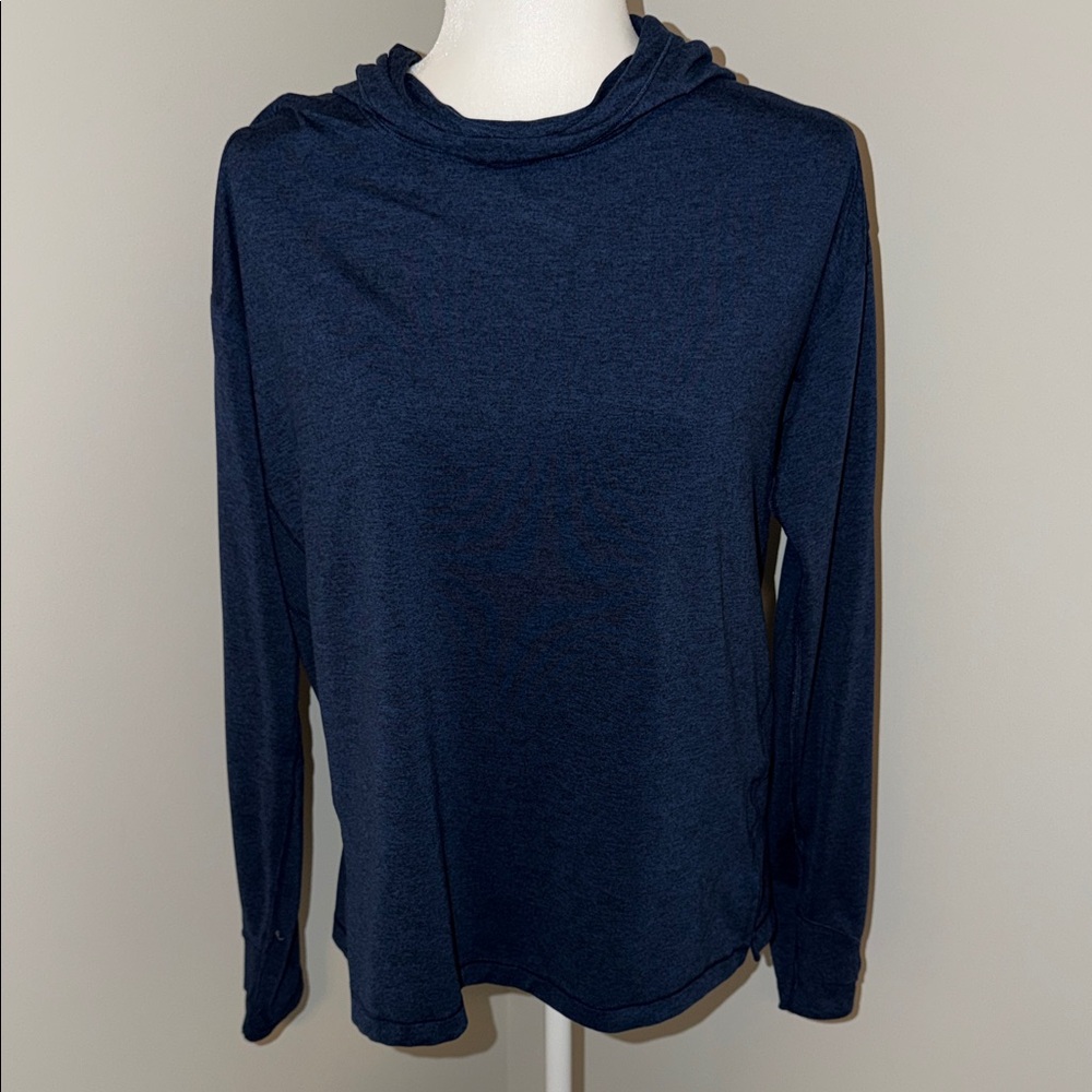 Athleta Uptempo II Hooded Sweatshirt Hoodie Dark Blue Long Sleeve Top